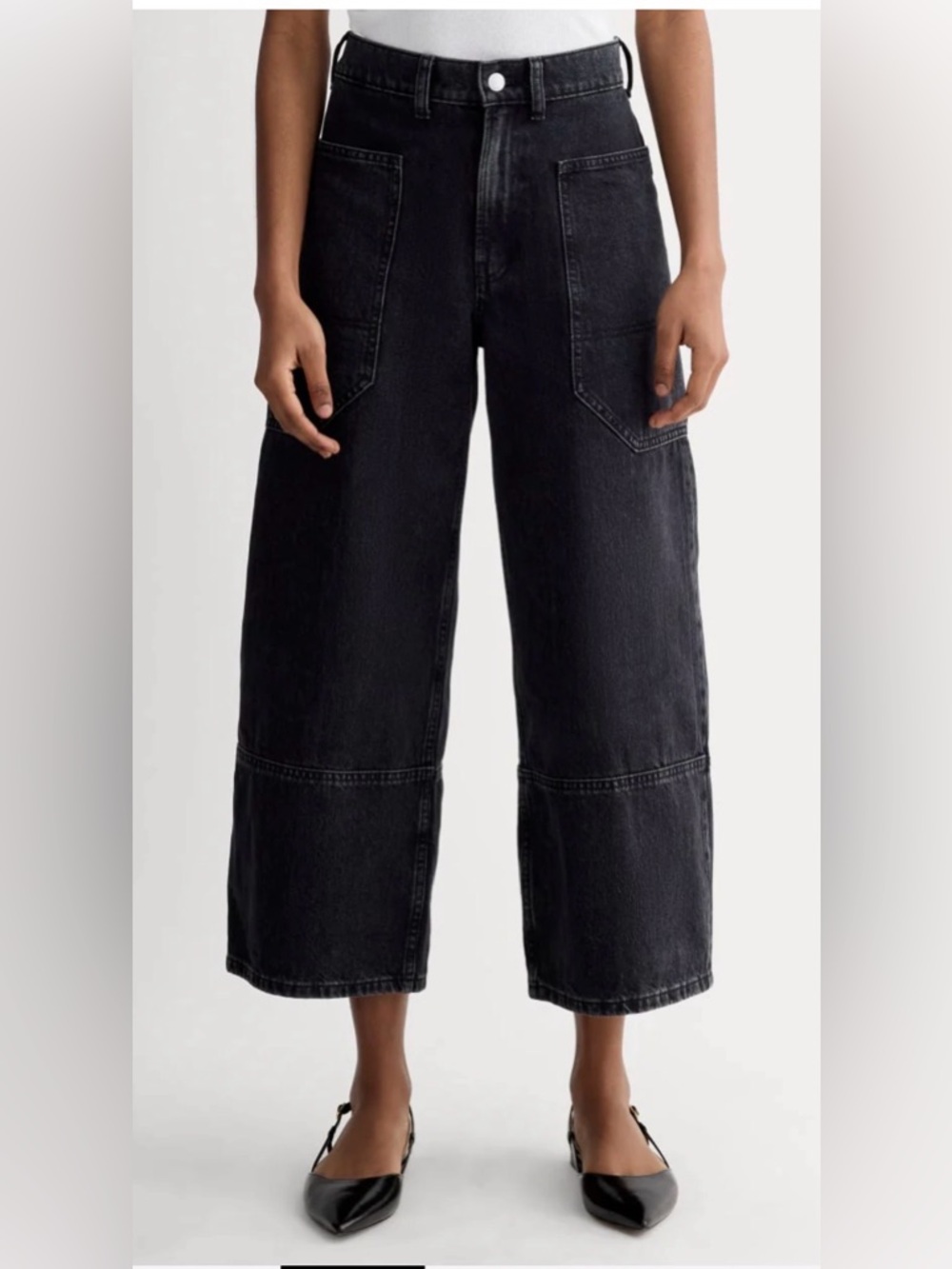Everlane Jeans 27 Black The Way-High Gardener Cropped Wide Leg High Rise Organic - Picture 2 of 15